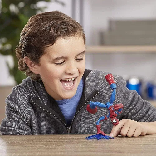 Vista 4 de Marvel Spider-Man Bend and Flex Spider-Man Figura de acción, juguete flexible de 6 pulgadas, incluye accesorio web, a partir de 4 años