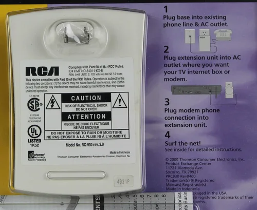 Vista 2 de RCA Conector de módem inalámbrico compatible con identificación de llamadas RC930