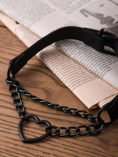 Vista 5 de Sacina Goth Heart Chain Choker Necklace, PU Leather Choker, Gothic Punk Grunge Emo Necklace, Halloween Christmas Jewelry Gift for Women, Men