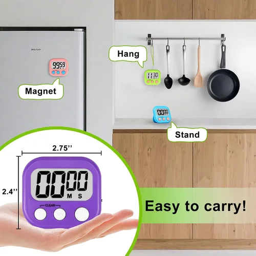 Vista 5 de Temporizador digital para niños, suministros para profesores, temporizador de aula para estudio, gestión de aprendizaje, cocina, ejercicio, paquete