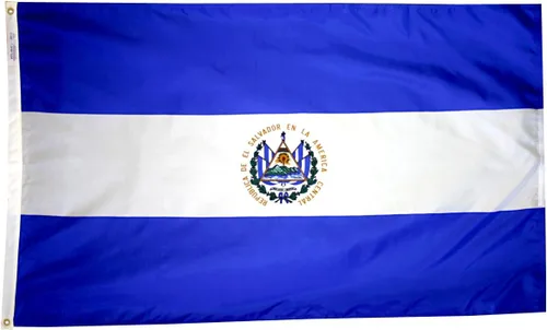 Vista 5 de Annin Flagmakers Bandera de El Salvador fabricada en Estados Unidos según las especificaciones oficiales de diseño de las Naciones Unidas, 2 x 3