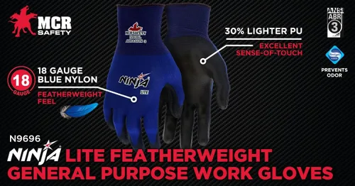 Vista 4 de MCR Safety® ® Lite - Guantes grandes, azul/negro, 12/par - 1 unidad