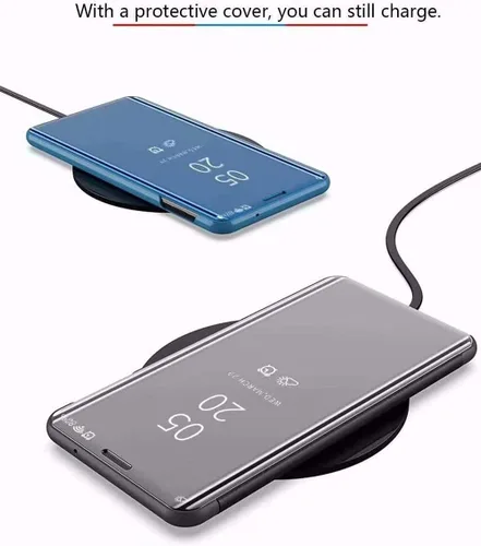 Vista 4 de CCSamll - Funda de espejo para Honor 70 compatible con carga inalámbrica, cubierta transparente inteligente ultra fina con función atril