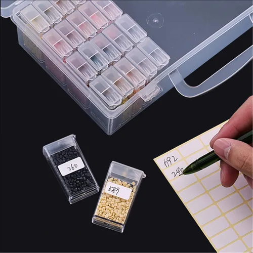 Vista 7 de Huacan Contenedores de Almacenamiento para Pintura de Diamantes, Accesorios para Pintura de Diamantes, Caja de Almacenamiento de 64 Rejillas