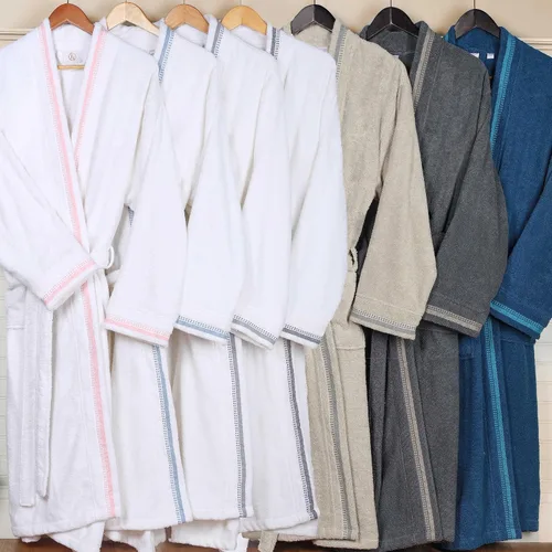 Vista 10 de Superior Tinsel Unisex Turkish Cotton Terry Kimono Bathrobe with Embroidery, All-Season Robe