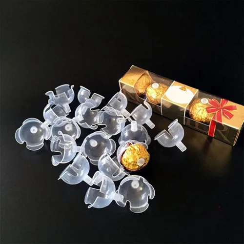 Vista 5 de Beavorty 60 piezas de soporte de chocolate transparente para taza de caramelo, base de ramo de chocolate, bandeja de chocolate redonda de plástico