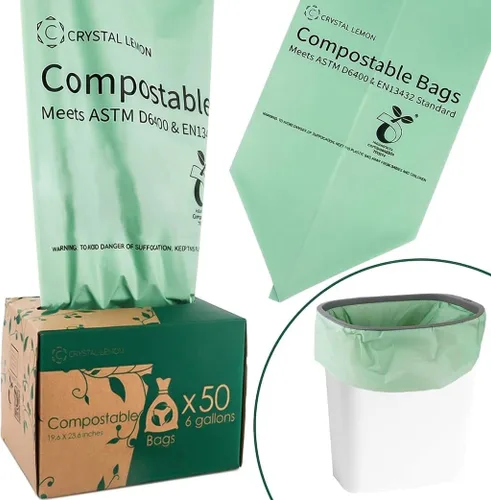 Vista 9 de 30 bolsas de basura compostables de 6 galones para residuos de alimentos