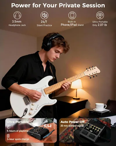 Vista 8 de JOYO Amplificador de guitarra eléctrica portátil de 10 W, pedal multiefectos, amplificador combinado con interruptor de pie, modelos de 14 amperios