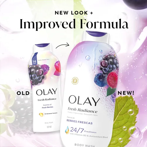 Vista 9 de Olay Gel de baño para mujer, Fresh Radiance, frescura amante de la piel 24/7, visiblemente radiante, limpiadores a base de plantas, vitamina B3