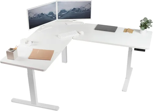 Vista 39 de VIVO DESK-KIT-3E8BO - Escritorio eléctrico de altura ajustable de 83 x 60 pulgadas para trabajar de pie, con 2 cubiertas sólidas de bambú, marco