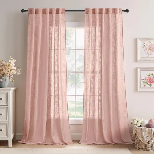 Vista 27 de MIULEE - Cortinas semitraslúcidas suaves y gruesas con textura de lino para cocina y ventana de baño, con trabilla trasera y bolsillo para Blanco