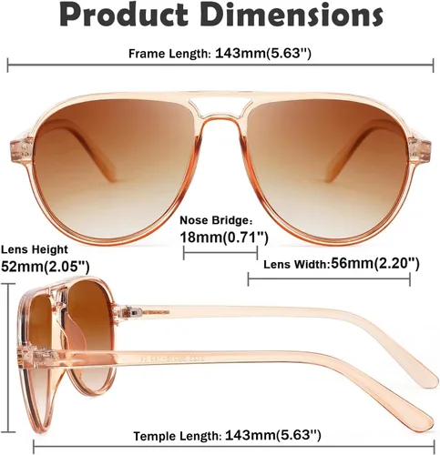 Vista 7 de Lentes de sol estilo aviador cuadrados retro para mujeres y hombres, estilo vintage, doble puente, ligeras, de los años 70