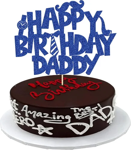 Vista 17 de 24 adornos para cupcakes con temática de sombrero para el Día del Padre, con purpurina azul, mejores selecciones de cupcakes para papá, decoraciones