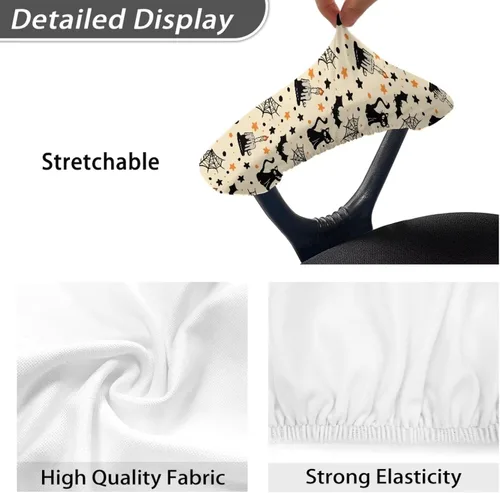 Vista 5 de Fundas para reposabrazos de silla de escritorio con estampado de estrellas de gato, 2 fundas elásticas para reposabrazos de silla de oficina, a