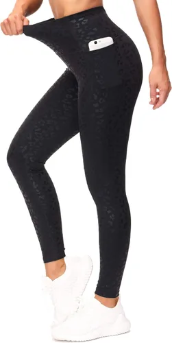 Vista 2 de The GYM People - Leggings de entrenamiento con control de abdomen y bolsillos pantalones de yoga atléticos de cintura alta para mujeres que corren