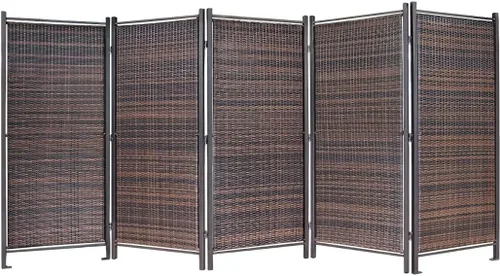 Vista 3 de Partición de mimbre al aire libre 4' x 4' pantalla de privacidad para patios caseros, impermeable, opción de montaje para estabilidad