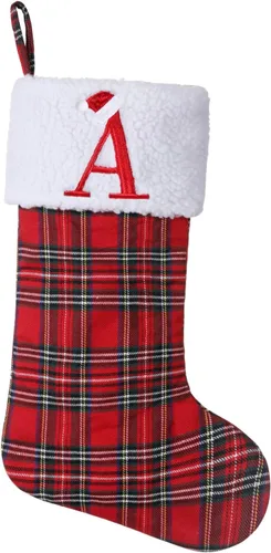 Vista 22 de Calcetines de Navidad bordados con monograma inicial de 20 pulgadas, decoración de Navidad, calcetines personalizados, decoración de temporada