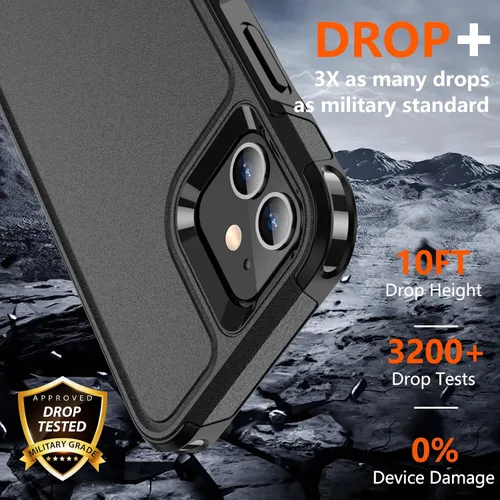 Vista 3 de SPIDERCASE Funda diseñada para iPhone 12/iPhone 12 Pro, protección contra caídas de grado militar de 10 pies, con 2 protectores de pantalla