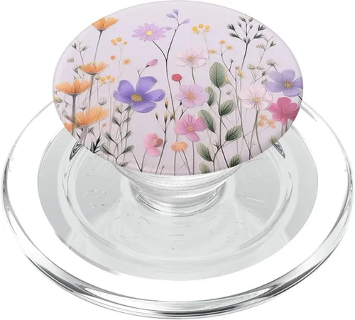 Vista 8 de Ramo de flores con patrón floral lindo de flores silvestres rosa pastel PopSockets estándar PopGrip