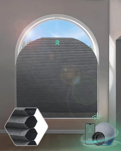 Vista 17 de Yoolax Persianas Celulares Inteligentes, Persianas de Panal Motorizadas para Ventana Arqueada, Persianas Motorizadas con Control Remoto Compatible