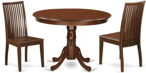 Vista 15 de East West Furniture HLIP3-BMK-W - Juego de comedor de 3 piezas que contiene una mesa de comedor redonda con pedestal y 2 sillas de cocina, 42 x 42
