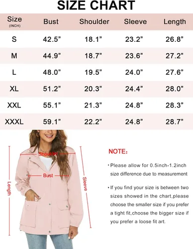 Vista 6 de Avoogue Chamarras de lluvia para mujer - Impermeable impermeable con capucha chaqueta cortavientos ligera de talla grande