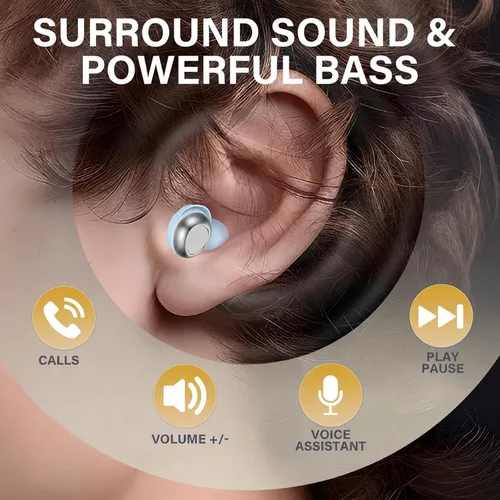 Vista 7 de Rulefiss Auriculares inalámbricos, ENC 40 dB con cancelación de ruido, 45 horas de reproducción, Bluetooth 5.4, controladores de 0.394 pulgadas