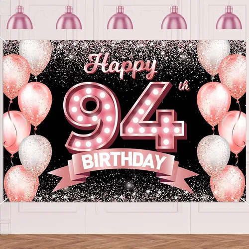 Vista 70 de Cartel de feliz cumpleaños décimo oro rosa, telón de fondo, saludos a 10 años, globos de confeti, decoración temática para niñas de 10 años