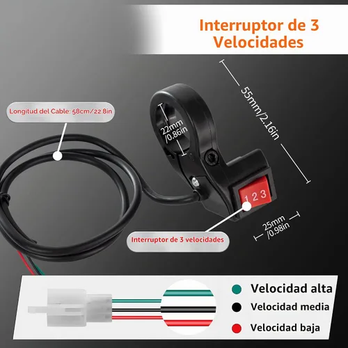 Vista 6 de Controlador de motor cepillado 36V 1000W 30A con interruptor de 3 velocidades
