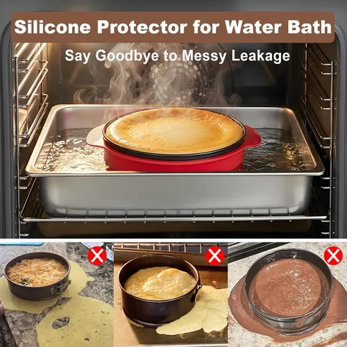Vista 2 de Molde Desmontable de 9 Pulgadas Antiadherente, Molde Desmontable para Cheesecake de 9 Pulgadas con Protector de Silicona, Moldes Desmontables a