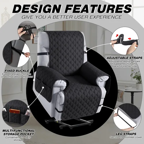 Vista 3 de TAOCOCO Fundas reclinables 100% impermeables, con correas para las piernas, funda de sofá reclinable reversible para silla reclinable, protector