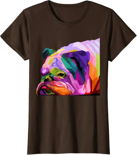 Vista 18 de Camiseta de retrato pop artístico de bulldog británico inglés para dueños de perros, Negro, S