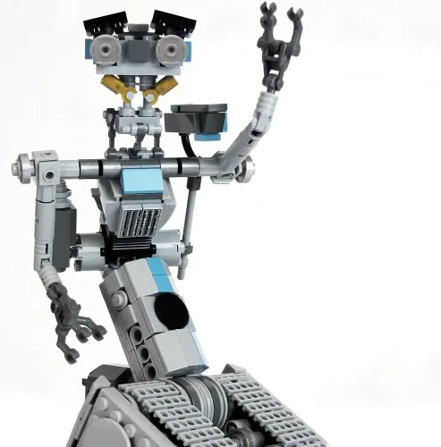 Vista 8 de Juguetes de Construcción de Robot Johnny 5, Figuras de Robot de la Película Cortocircuito, Kit de Construcción de Modelo de Robot, Set de Bloques