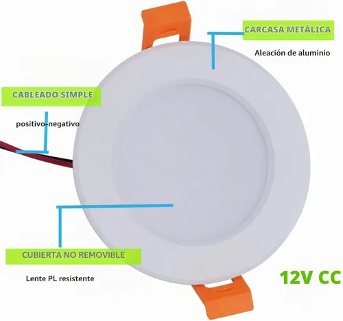 Vista 3 de DC - Lámpara de techo empotrable LED de 12 V, 3 W, panel delgado, luces LED de bajo voltaje, tamaño de corte de 2.5 pulgadas, blanco frío 6500 K