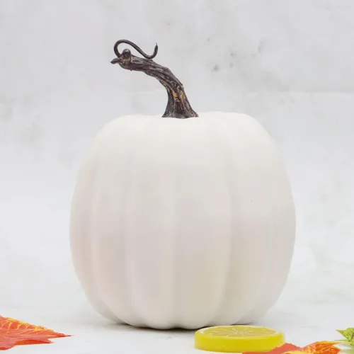 Vista 3 de Gresorth Calabazas artificiales realistas falsas de espuma blanca para Halloween, Acción de Gracias, otoño, fiesta en casa, exhibición -1 unidad