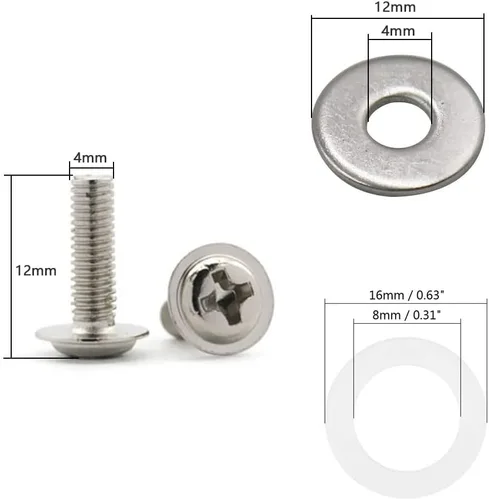 Vista 6 de Paquete de 6 lengüetas de tambor plateadas, de un solo extremo, con tornillos de montaje, piezas de percusión (1.5 pulgadas)