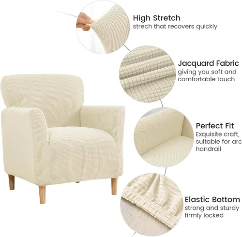 Vista 3 de MIFXIN Fundas para sillón de banquete, funda suave y elástica de jacquard con brazos, elástica antideslizante, funda de sofá, protector de muebles