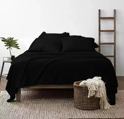 Vista 2 de Juego de sábanas de 100% algodón orgánico certificado real, 6 piezas, 1000 hilos, 1 sábana bajera + 1 encimera + 4 fundas de almohada, se adapta a