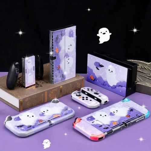 Vista 4 de BelugaDesign Ghost Switch Skin Halloween Spooky Cute Anime Cartoon Pastel Sticker Wrap Vinyl Decal Kawaii Gothic Kids Girls Japanese l Compatible