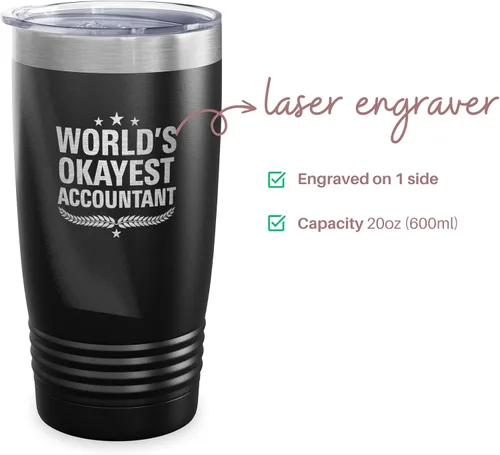 Vista 2 de World's Okayest Accountant - Vaso de regalo para compañeros de trabajo, regalo para miembros de la familia, regalos de Navidad, tazas de café
