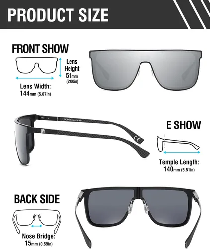 Vista 2 de DUCO Lentes de sol cuadrados de moda para hombres y mujeres, con parte superior plana, de gran tamaño, polarizados, de fibra de carbono, DC8209