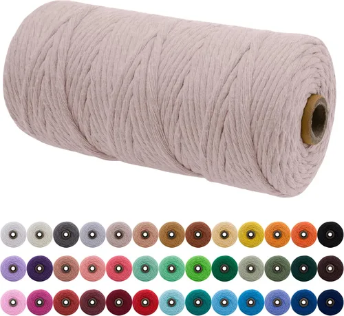 Vista 88 de JeogYong Cordón de macramé de un solo hilo 3 mm x 109 yardas (328 pies) Cuerda de algodón suave Hilo de macramé de 3 mm, suministros de macramé
