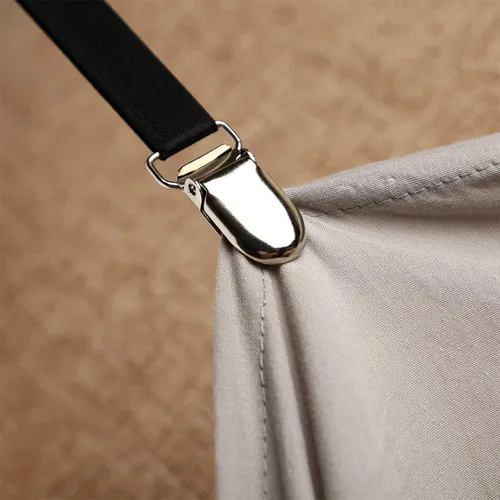 Vista 5 de Boao 12 piezas de clips para sábanas de cama, correas para esquinas de sábanas, soporte ajustable para colchón, clips elásticos para sujetar Negro
