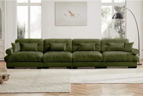 Vista 51 de Sofá modular de terciopelo con botones en L, sofá modular reversible de esquina de 2 plazas, sofá biplaza y otomano, combinación gratuita de 93.7