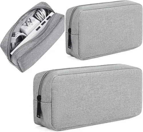 Vista 13 de CAAORDKSO Funda para accesorios electrónicos, organizador electrónico para cables de viaje, bolsa de almacenamiento impermeable portátil para disco