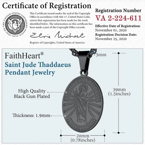 Vista 3 de FaithHeart Collar de San CristóbalJudeJosephAnthonyThomasBenedictoPatricio collar de acero inoxidable medalla de santos católicos patronos joyería