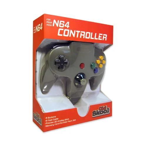 Vista 3 de Old Skool Classic Wired Controller Joystick compatible with Nintendo 64 N64 Game System - Grey