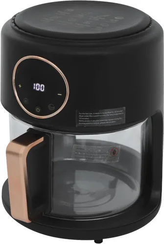 Vista 2 de Freidora de aire de 4.2L, calentamiento rápido de 1200 W, funcionamiento con pantalla táctil, olla de vidrio visible de 360°, fácil de limpiar