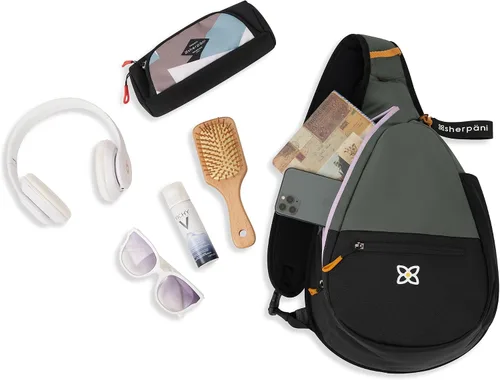 Vista 5 de Sherpani Esprit, bolsa de nailon, bolsa de hombro, mochila cruzada para mujer, protección RFID, Juniper