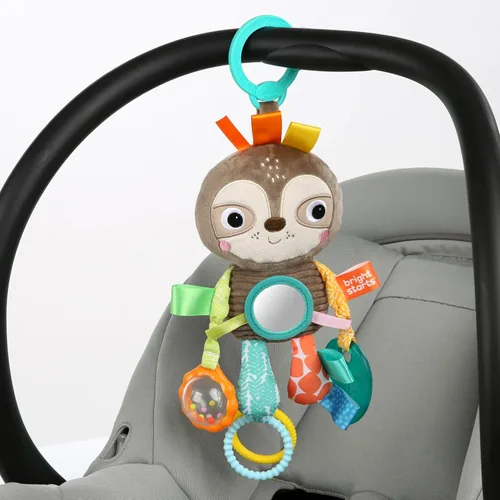 Vista 2 de Bright Starts Sloth Plush Playful Pals Take-Along - Cochecito sin BPA, juguete para bebé, edad recién nacido +
